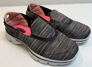 Skechers Go Walk 3 Shoes Sneakers Womens 7 Black Pink Walking Slip On